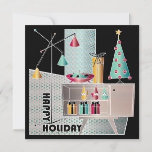 Tarjeta Festiva Árbol retro de navidades
