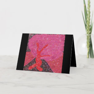 Tarjeta Festiva Árbol rojo bailando con el purpurina Tu B'Shvat ט