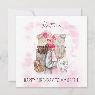 Tarjeta Festiva Árbol rosa de amor personalizado para Bestie