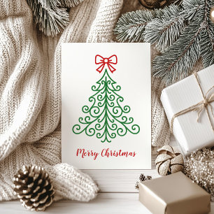 Tarjeta Festiva Árbol simple con Navidades modernos y bajos
