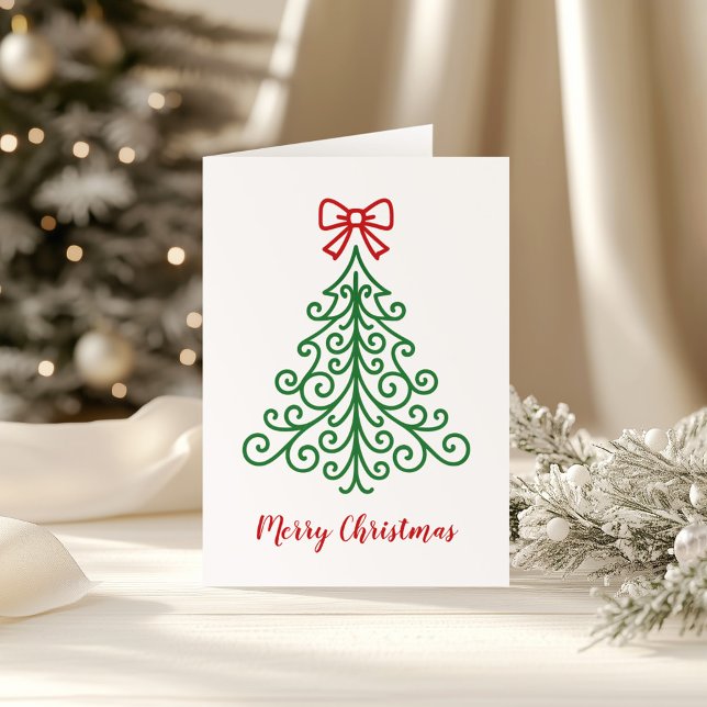 Tarjeta Festiva Árbol simple con Navidades modernos y bajos (Subido por el creador)