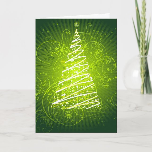 Tarjeta Festiva Árbol verde (Anverso)