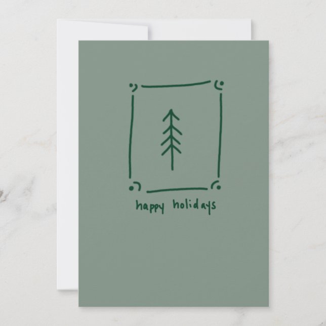 Tarjeta Festiva Árbol verde enmarcado (Anverso)