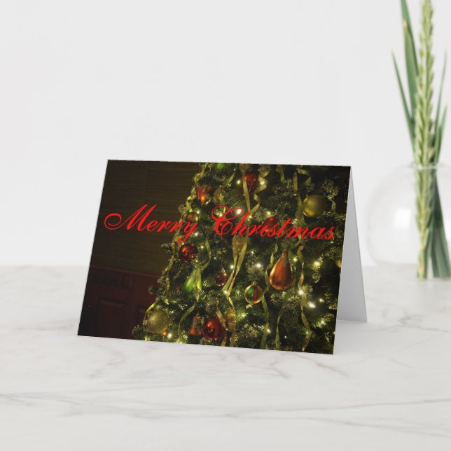 Tarjeta Festiva Árbol verde navideño (Anverso)