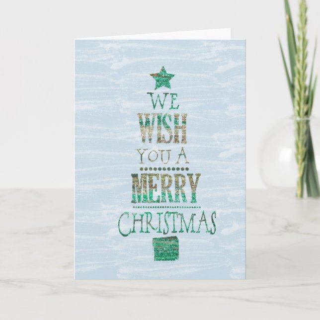 Tarjeta Festiva Árbol verde y oro (Anverso)