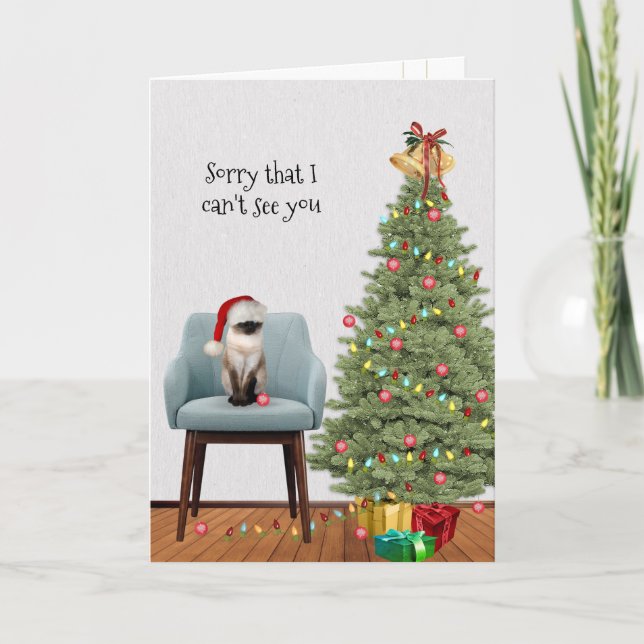 Tarjeta Festiva Árbol y gato navidades (Anverso)