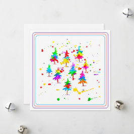 Tarjeta Festiva Árboles Coloridos