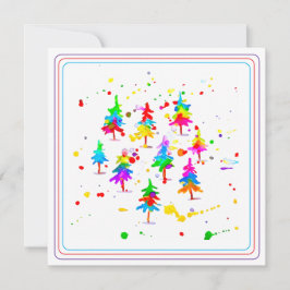 Tarjeta Festiva Árboles Coloridos