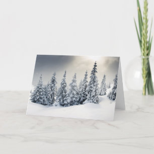 Tarjeta Festiva Árboles cubiertos con escarcha y nieve