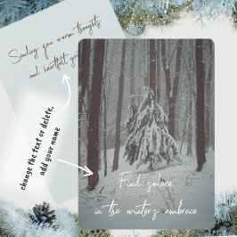 Tarjeta Festiva Árboles cubiertos de nieve en el bosque de inviern