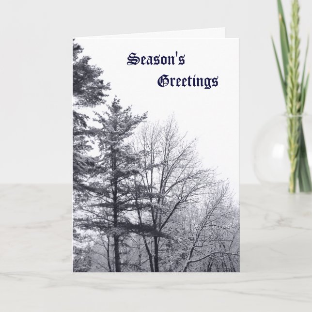 Tarjeta Festiva Árboles cubiertos de nieve: Vertical (Anverso)