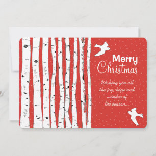 Tarjeta Festiva Árboles de abedul palomas paz para todos Feliz Nav