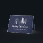 Tarjeta Festiva Árboles de Chalk Snowy editables en color no fotog<br><div class="desc">Fondo editable en color con tiza dibujada a mano,  árboles de invierno y nieve,  guión de "Feliz Navidad" en blanco,  tarjeta de saludo doblada.</div>