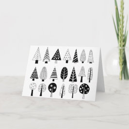 Tarjeta Festiva Árboles de doodle de invierno