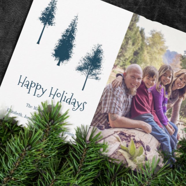 Tarjeta Festiva Árboles de invierno azul de la marina (Subido por el creador)