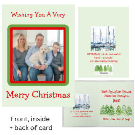 Tarjeta Festiva Árboles de invierno nevados pintados a mano con ac