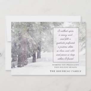 Tarjeta Festiva Árboles de invierno nevados Poema de paz festivo