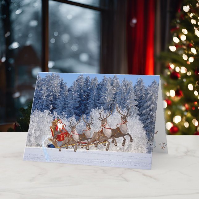 Tarjeta Festiva Árboles de nieve de reno de Santa añaden nombres v (Subido por el creador)