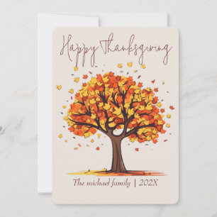Tarjeta Festiva árboles de otoño feliz día de acción de gracias   