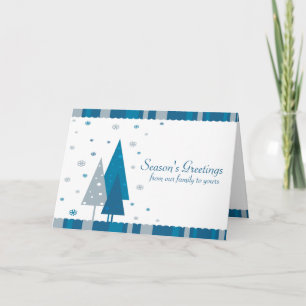 Tarjeta Festiva Árboles del azul de los saludos de la estación