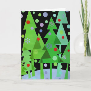 Tarjeta Festiva Árboles mágicos en negro - Personalizados