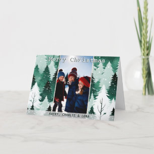 Tarjeta Festiva Árboles Modernos de Invierno Escena de Nieve 1 Fo