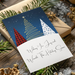 Tarjeta Festiva Árboles modernos de vacaciones felices de invierno