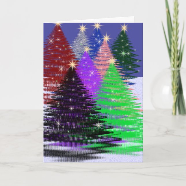 Tarjeta Festiva Árboles multicolores (Anverso)