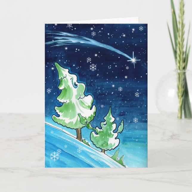 Tarjeta Festiva Árboles navideños (Anverso)