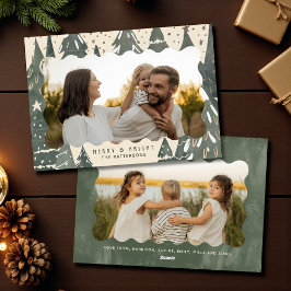 Tarjeta Festiva Árboles navideños de la familia de las fotos de Me