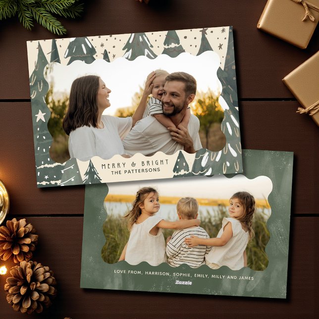 Tarjeta Festiva Árboles navideños de la familia de las fotos de Me (Subido por el creador)