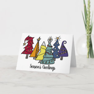 Tarjeta Festiva Árboles navideños del orgullo arcoiris