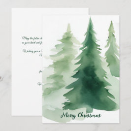 Tarjeta Festiva Árboles navideños minimalistas acuarela corporativ