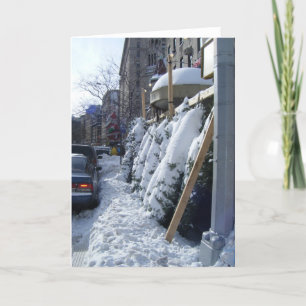 Tarjeta Festiva Árboles navideños NYC New York Snow Tree Xmas Phot