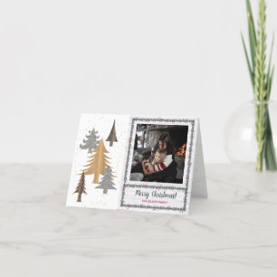 Tarjeta Festiva Árboles navideños rústicos al estilo de una granja
