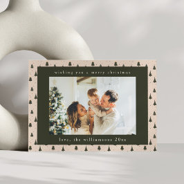 Tarjeta Festiva Árboles navideños verdes del bosque rústico Dos fo