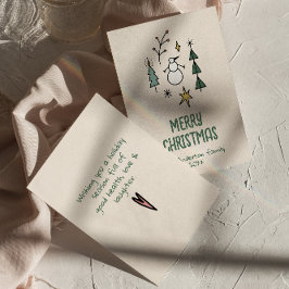 Tarjeta Festiva Árboles navideños verdes dibujados a mano que no s