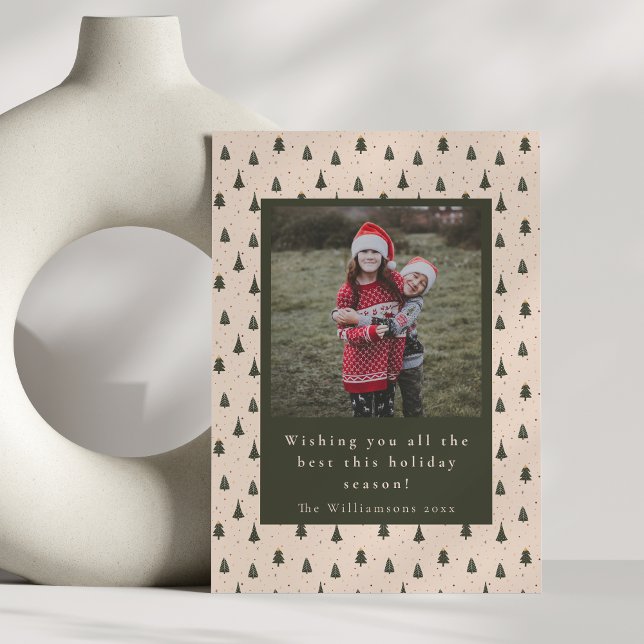 Tarjeta Festiva Árboles navideños verdes rusos dos foto vertical (Subido por el creador)