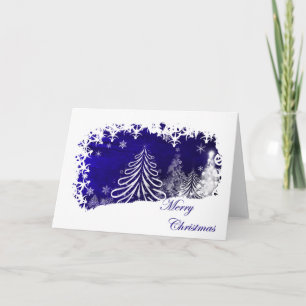 Tarjeta Festiva Árboles navideños y lagunas de nieve