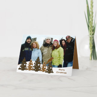Tarjeta Festiva Árboles navideños y loro