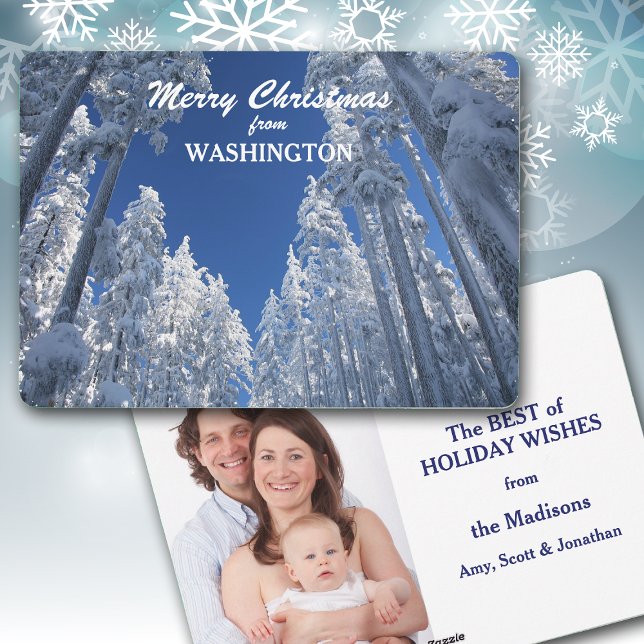 Tarjeta Festiva Árboles nevados de Washington Photo Template (Subido por el creador)