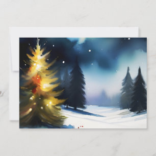 Tarjeta Festiva Árboles nevados pintura de paisaje invernal