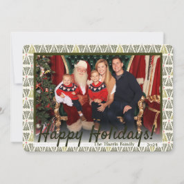 Tarjeta Festiva Árboles nórdicos verdes y blancos Foto, personaliz