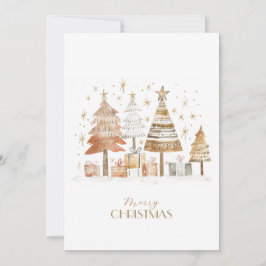 Tarjeta Festiva Árboles pastel dibujados a mano en blanco y negro 