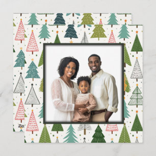 Tarjeta Festiva Árboles retro