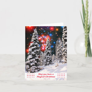 Tarjeta Festiva Árboles tradicionales nevados