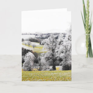 Tarjeta Festiva Árboles y colinas escarpados