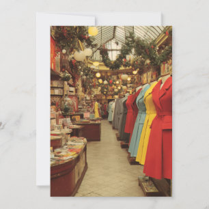 Tarjeta Festiva Arcade de moda navideña vintage