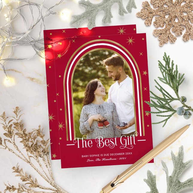 Tarjeta Festiva  Arch Frame Christmas Pregnancy Announcement (Subido por el creador)