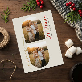 Tarjeta Festiva Arched 3 Photo Family Christmas Cards